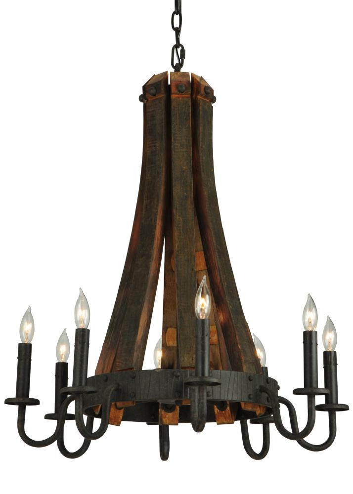 24"W Barrel Stave Madera 8 LT Chandelier