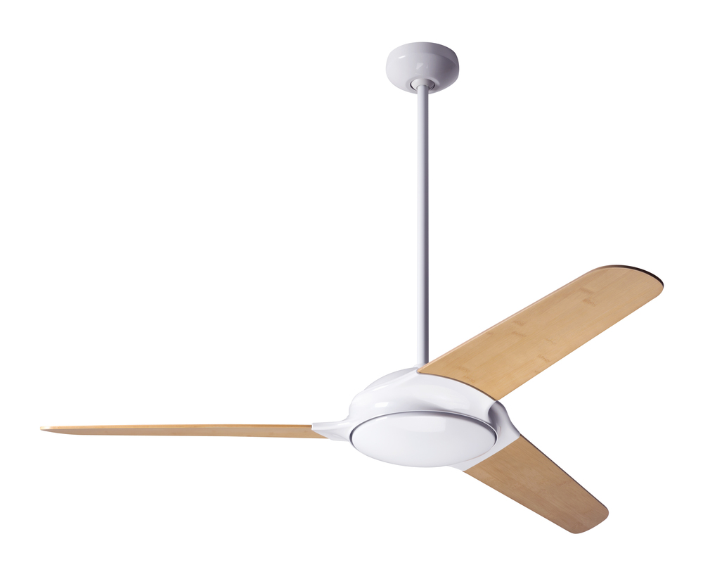 Flow Fan; Gloss White Finish; 52" Bamboo Blades; No Light; Wall Control with Remote Handset (2-w