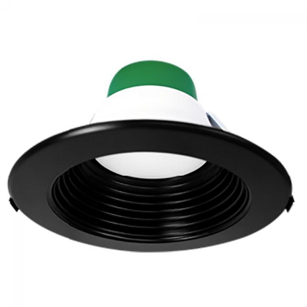 BUILDER SERIES SNAP-IN COMM. RECESSED LIGHT 8in BLACK TRIM+RING SET