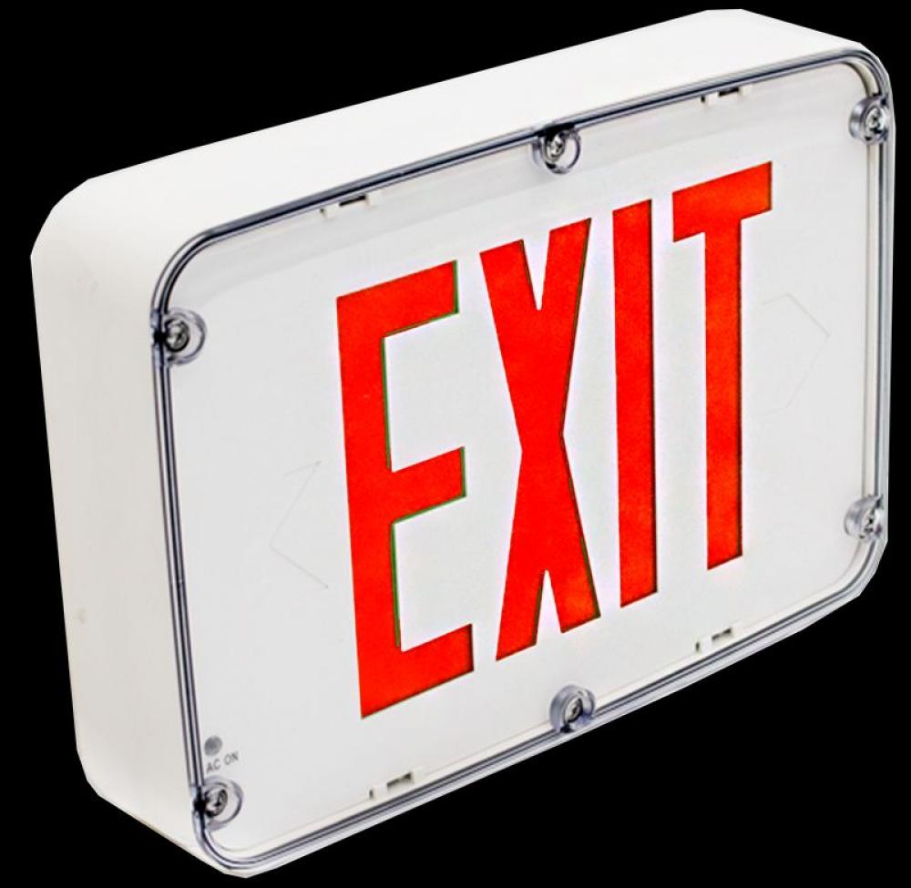 NEMA 4X RATED LED EXIT SIGN, SINGLE FACE, RED WHITE