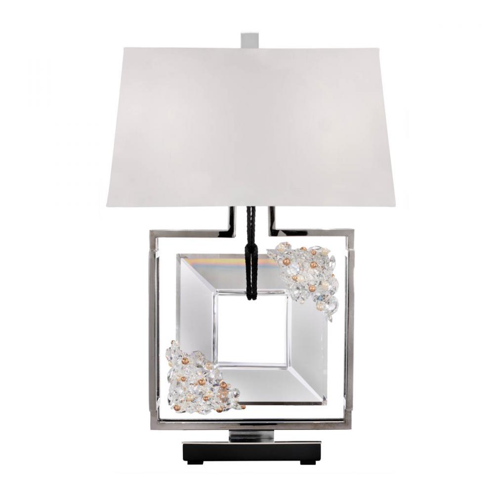 Eva 2 Light 120V Table Lamp in Polished Chrome with Clear Radiance Crystal and Black Rope