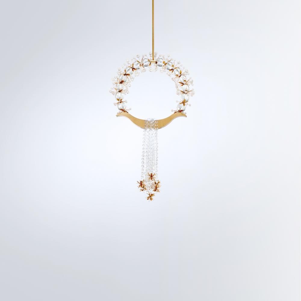 Laurel 18in LED 3000K/3500K/4000K 120V-277V Mini Pendant in Heirloom Gold with Clear Radiance Crys