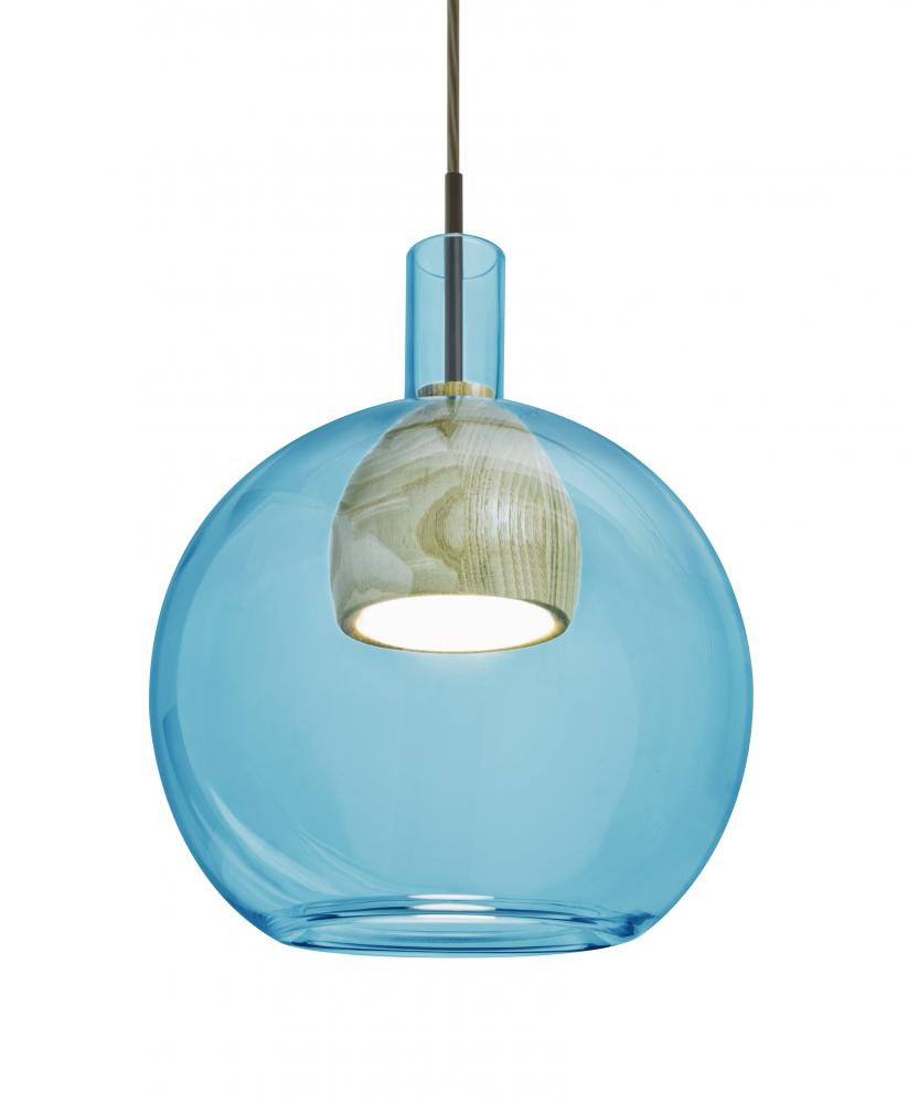 Besa, Benji Cord Pendant, Blue/Natural, Bronze Finish, 1x9W LED