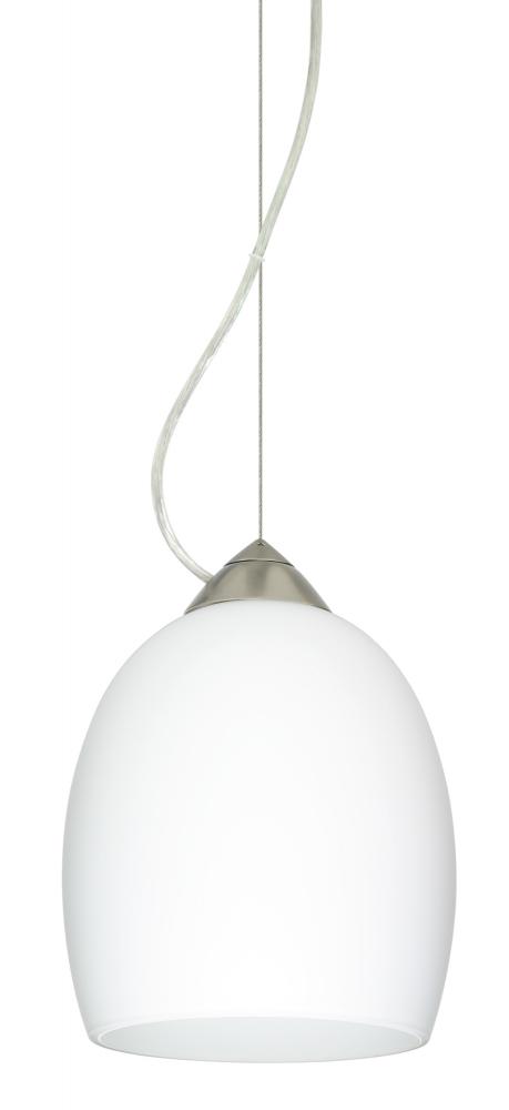 Besa Lucia LED Stem Pendant Opal Matte Satin Nickel 1x9W LED