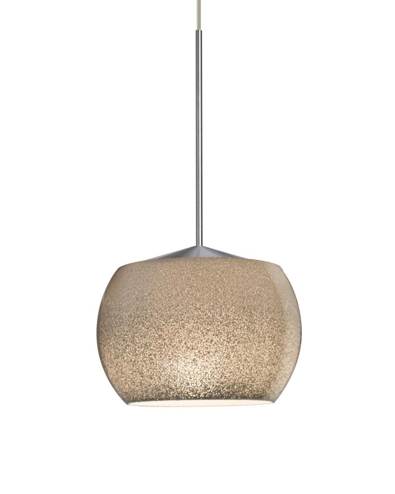 Besa, Keno Cord Pendant, Smoke Sand, Satin Nickel Finish, 1x3W LED