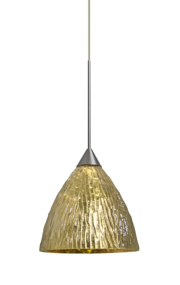 Besa, Eve Cord Pendant, Stone Gold Foil, Satin Nickel Finish, 1x5W LED