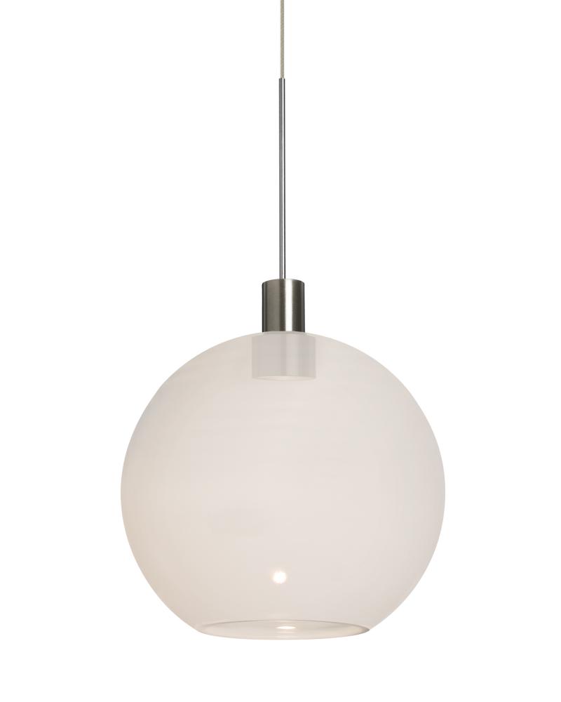 Besa, Newton 8 Cord Pendant, Milky White, Satin Nickel Finish, 1x3W LED