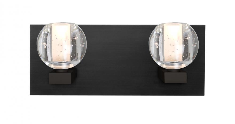 Besa, Boca Vanity, Clear Bubble, Black Finish, 2x3W LED