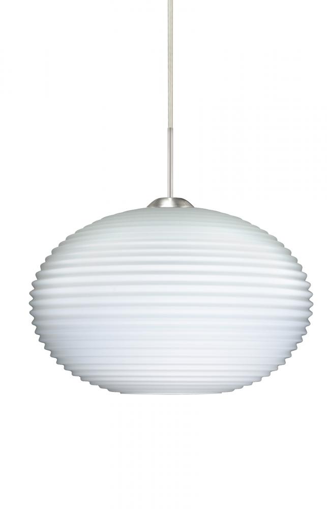 Besa Pendant For Multiport Canopy Pape 12 Satin Nickel Opal Ribbed 1x9W LED