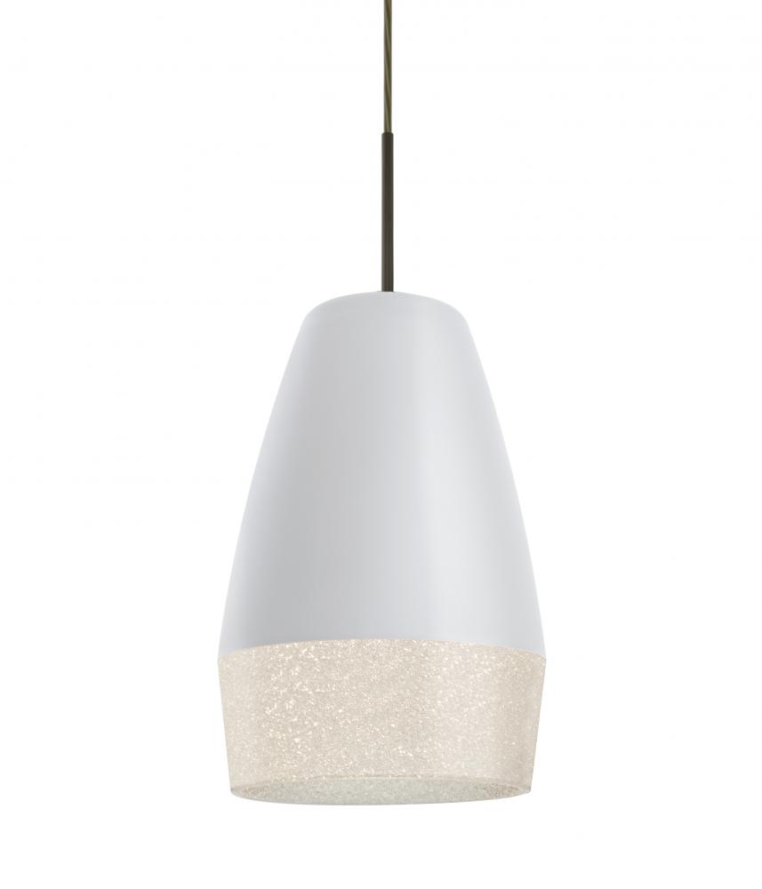 Besa, Abu 12 Cord Pendant for Mulitport Canopy, White/Glitter, Bronze Finish, 1x9W LE