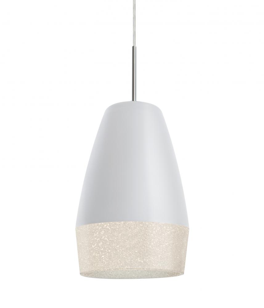 Besa, Abu 12 Cord Pendant for Mulitport Canopy, White/Glitter, Satin Nickel Finish, 1