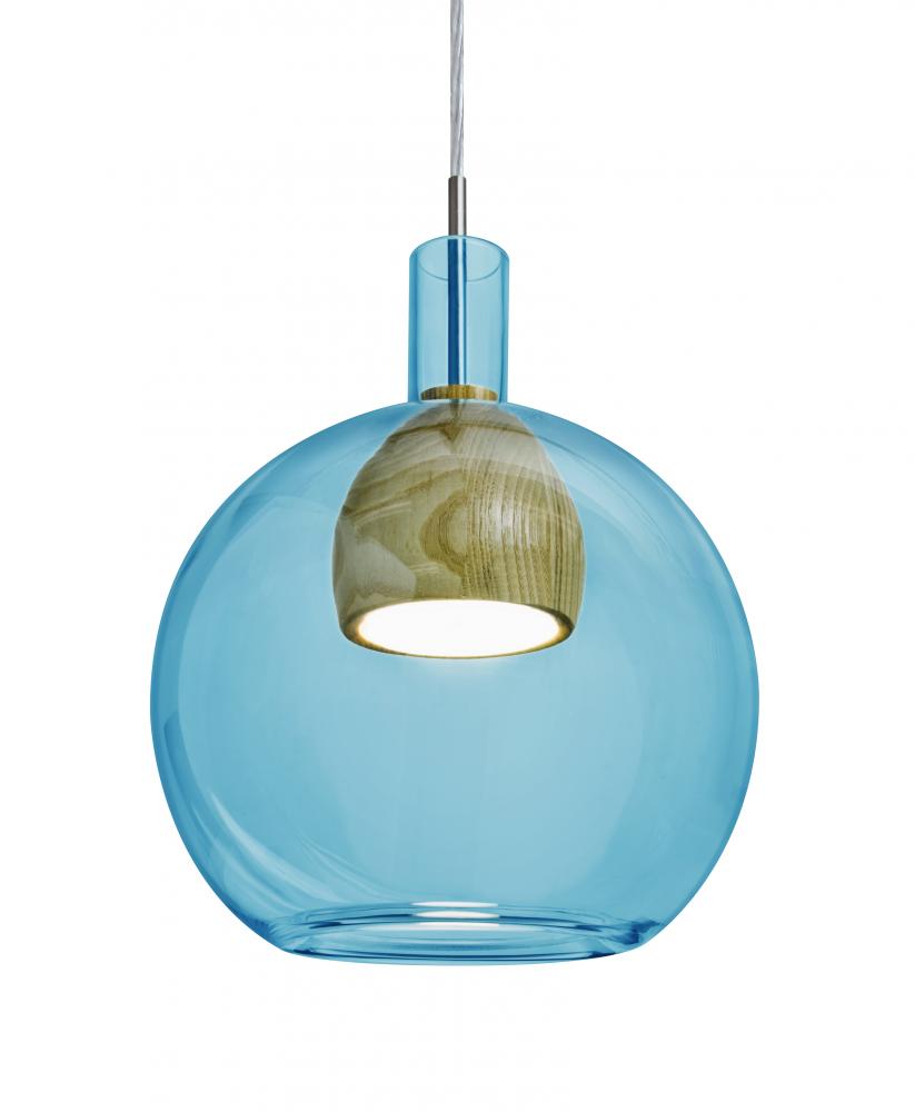 Besa, Benji Cord Pendant For Multiport Canopy, Blue/Medium, Satin Nickel Finish, 1x9W