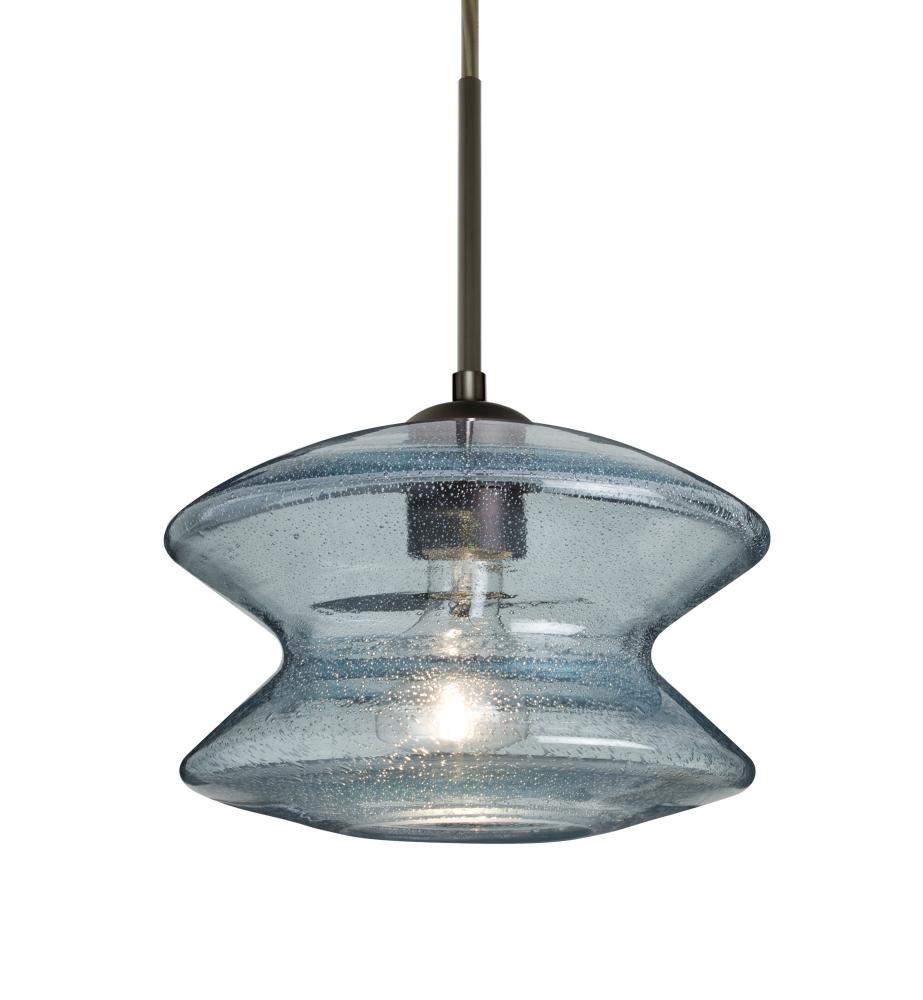 Besa, Zen Cord Pendant For Multiport Canopy, Blue Bubble, Bronze Finish, 1x60W Medium