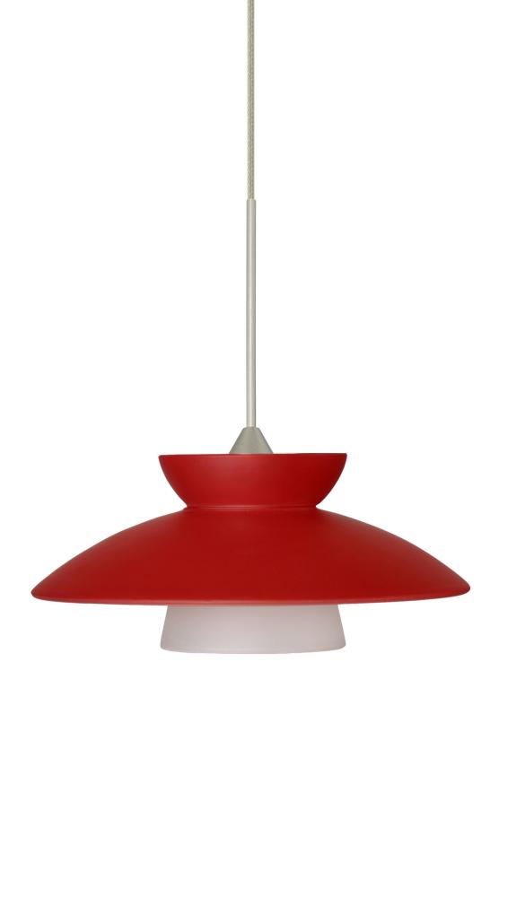 Besa Pendant For Multiport Canopy Trilo 7 Satin Nickel Red Matte 1x50W Halogen