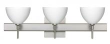 Besa Lighting 3SW-467907-LED-SN-SQ - Besa Wall With SQ Canopy Brella Satin Nickel White 3x5W LED