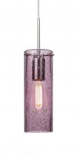  J-JUNI10PL-EDIL-SN - Besa, Juni 10 Pendant For Multiport Canopy, Plum Bubble, Satin Nickel, 1x4W LED Filam