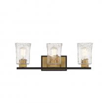 Savoy House 8-1720-3-143 - Sidney 3-Light Bathroom Vanity Light in Matte Black with Warm Brass Accents