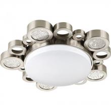  P3756-0930K - One Light Brushed Nickel White Glass Drum Shade Flush Mount