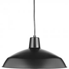  P5094-31 - Metal Shade Collection One-Light Matte Black Spun Metal Shade Farmhouse Pendant Light