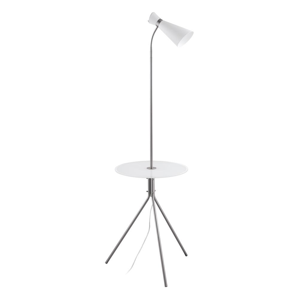 Policara - Floor Lamp w/ attached table- Matte Nickel