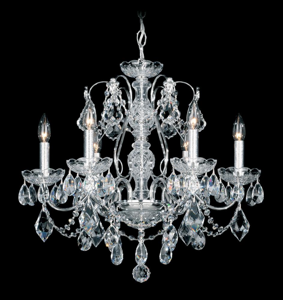 Century 6 Light 120V Chandelier in French Gold with Clear Heritage Handcut Crystal