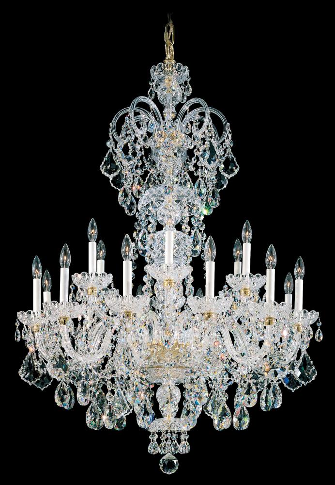 Olde World 23 Light 120V Chandelier in Polished Silver with Clear Heritage Handcut Crystal