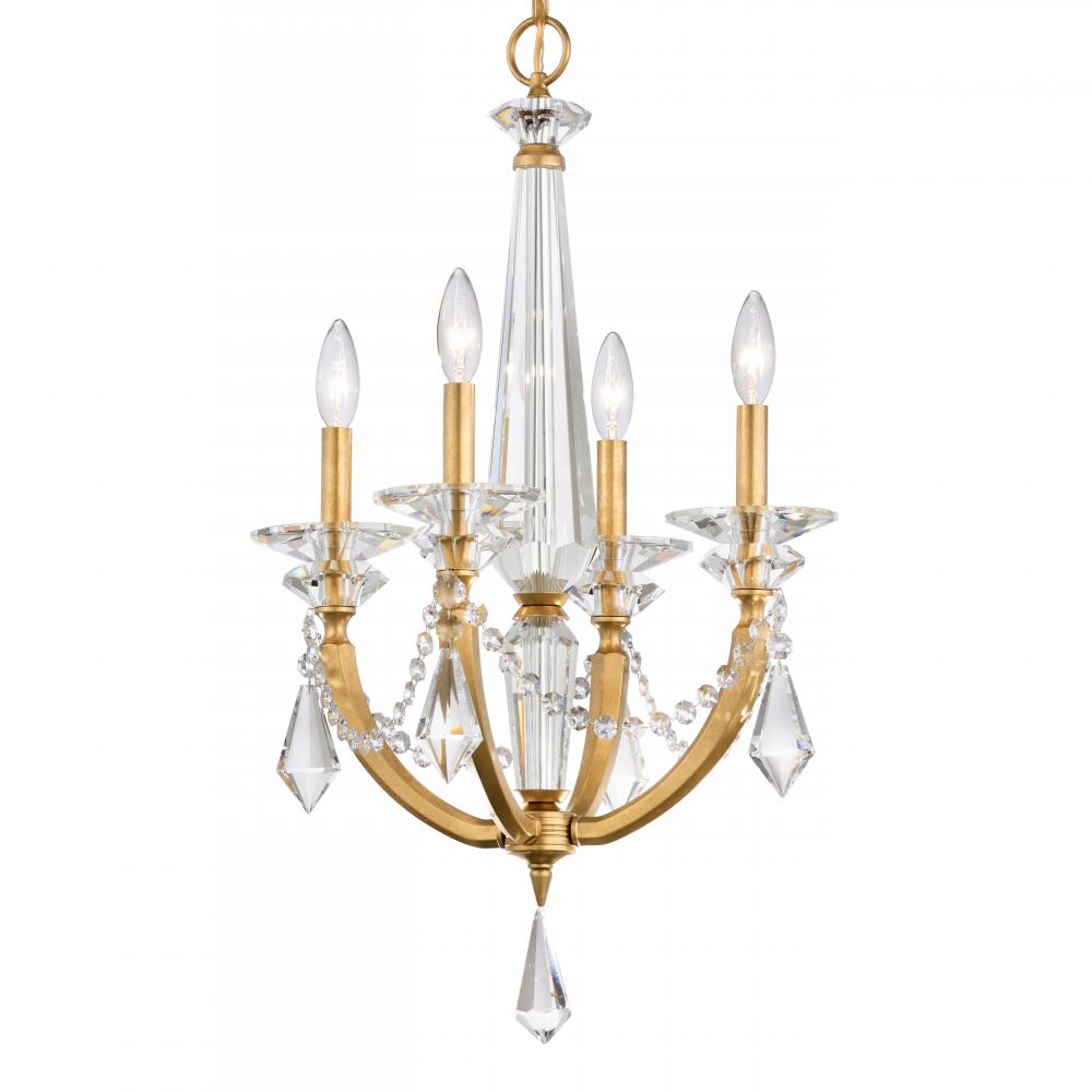 Verona 4 Light 120V Chandelier in Etruscan Gold with Clear Radiance Crystal