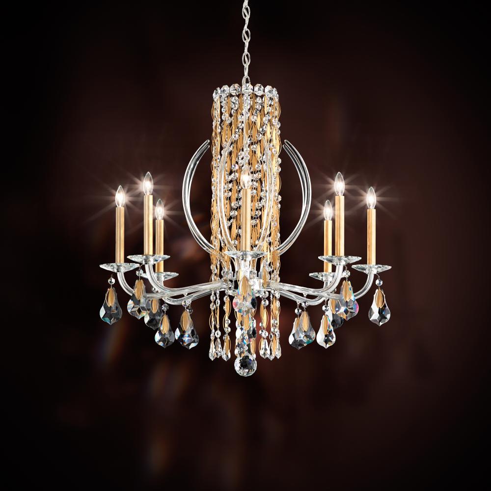 Siena 8 Light 120V Chandelier in Black with Heritage Handcut Crystal