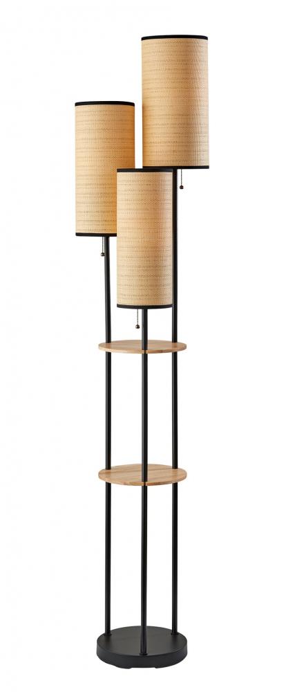 Trio Floor Lamp - Black and Antique Brass