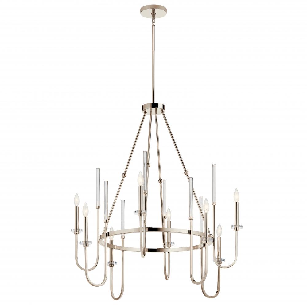 Kadas 40.75" 8 Light Chandelier with Clear Crystal Glass in Polished Nickel