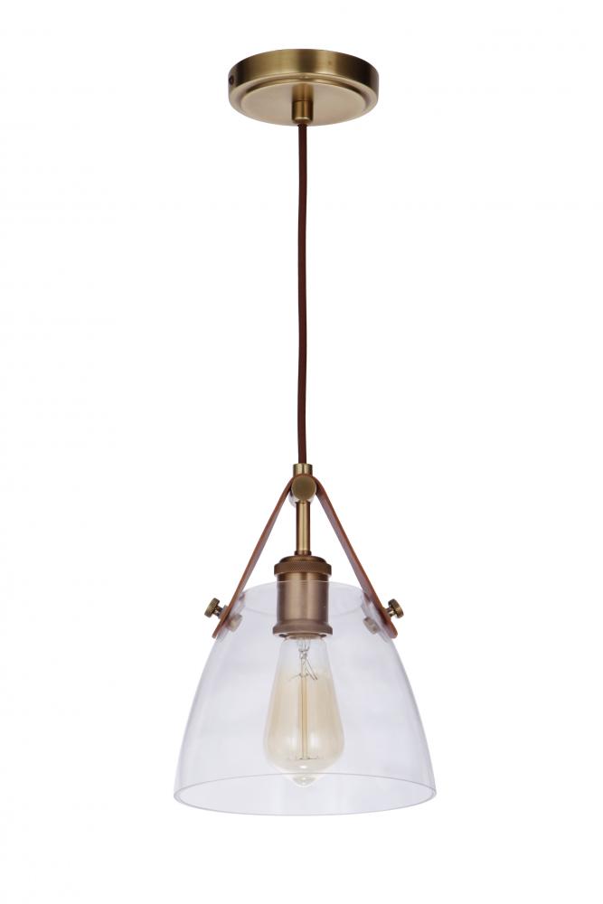 Hagen 1 Light Pendant in Vintage Brass