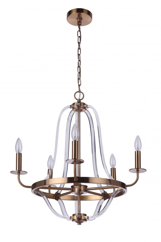 Graclyn 5 Light Chandelier in Satin Brass