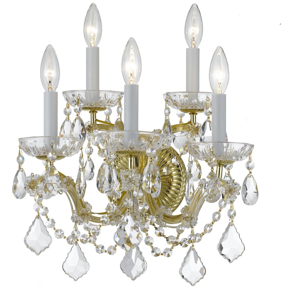 Maria Theresa 5 Light Hand Cut Crystal Gold Wall Mount : 4404-GD