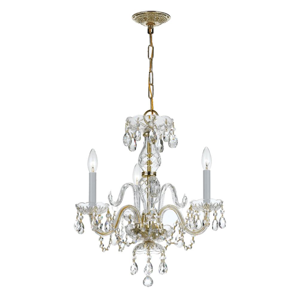 Traditional Crystal 3 Light Spectra Crystal Polished Brass Mini Chandelier