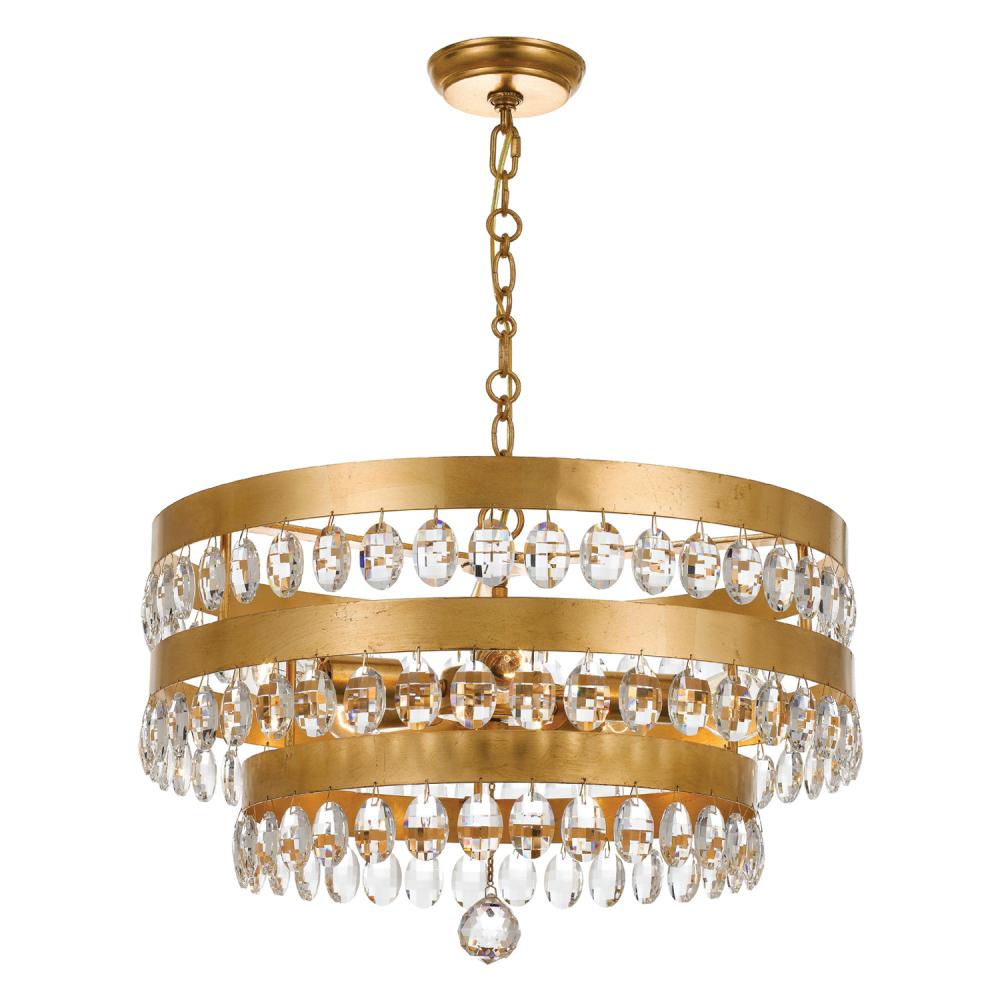 Perla 5 Light Antique Gold Chandelier