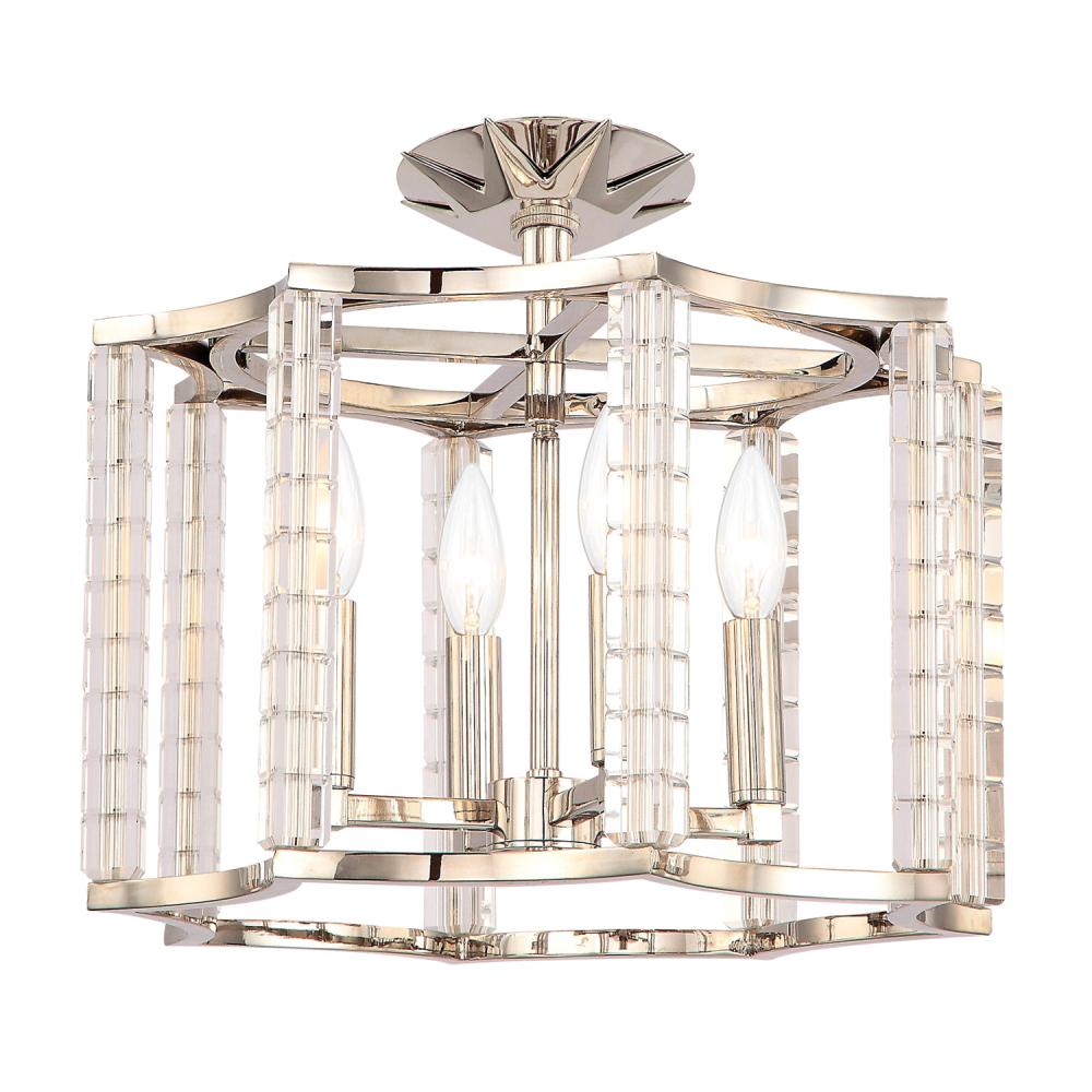 Carson 4 Light Polished Nickel Convertible Semi Flush Mount