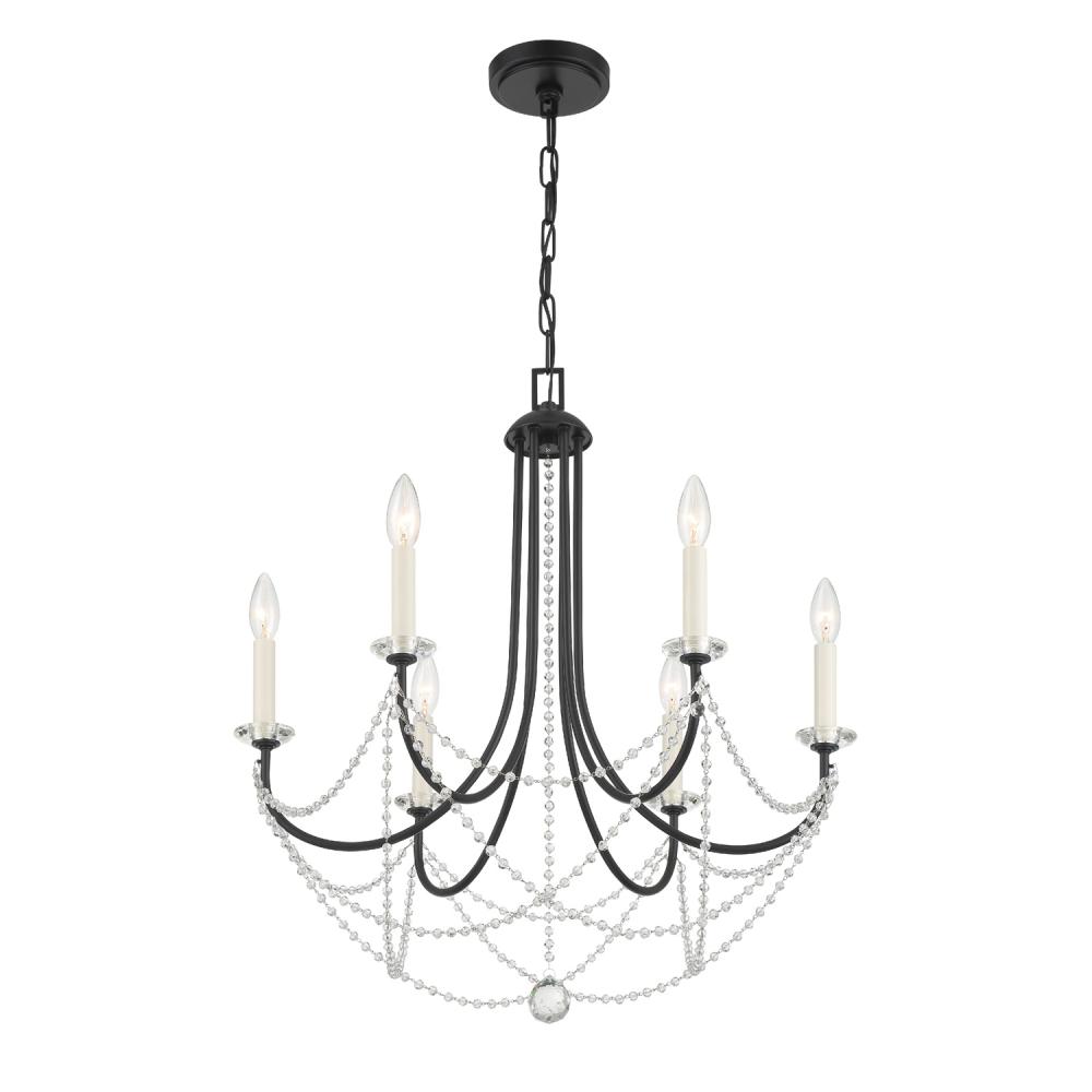 Delilah 6 Light Matte Black Chandelier