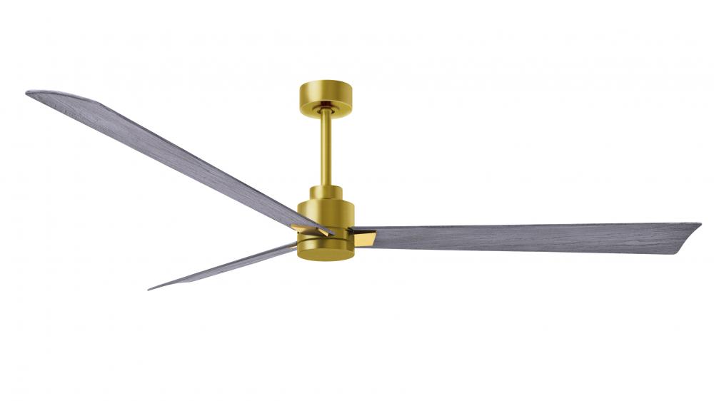 Alessandra 3-blade transitional ceiling fan in brushed brass finish with barnwood blades. Optimize