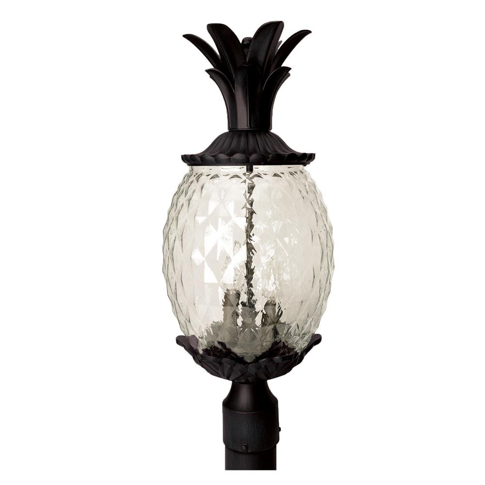 Lanai Collection Post-Mount 3-Light Outdoor Matte Black Light Fixture