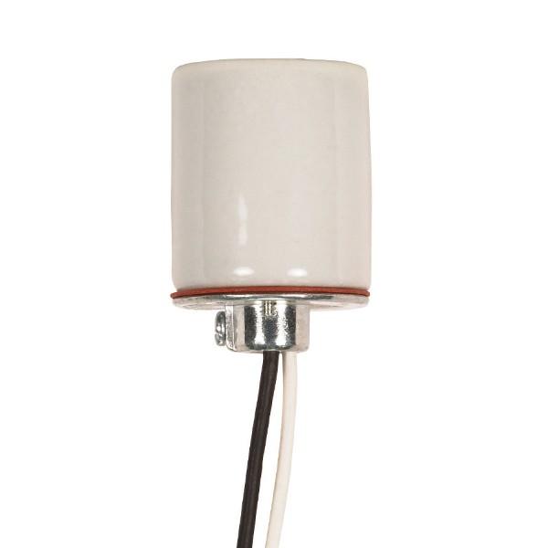 Keyless Porcelain Socket With 1/8 IPS Cap; 24" AWM B/W 150C; CSSNP Screw Shell; Glazed; 660W;