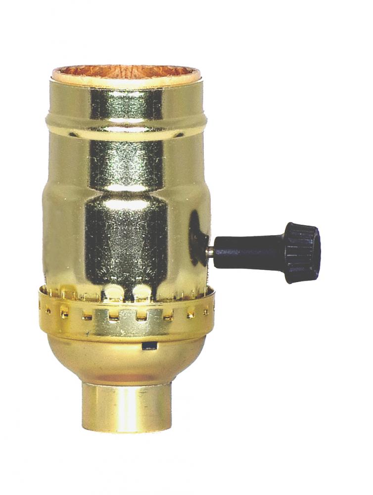 3 Terminal (2 Circuit) Turn Knob Socket With Removable Knobs; 1/4 IPS; Aluminum; Brite Gilt Finish;