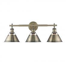 Golden 3306-BA3 AB-AB - Orwell AB 3 Light Bath Vanity in Aged Brass with Aged Brass shades