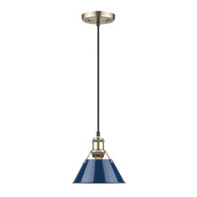 Golden 3306-S AB-NVY - Orwell 7.5" Wide Small Pendant in Aged Brass with Matte Navy