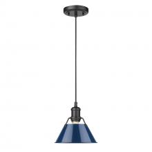 Golden 3306-S BLK-NVY - Orwell 7.5" Wide Small Pendant in Matte Black with Matte Navy