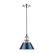 Golden 3306-S CH-NVY - Orwell 7.5" Wide Small Pendant in Chrome with Matte Navy