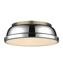 Golden 3602-14 AB-CH - Duncan 14" Flush Mount in Aged Brass with Chrome