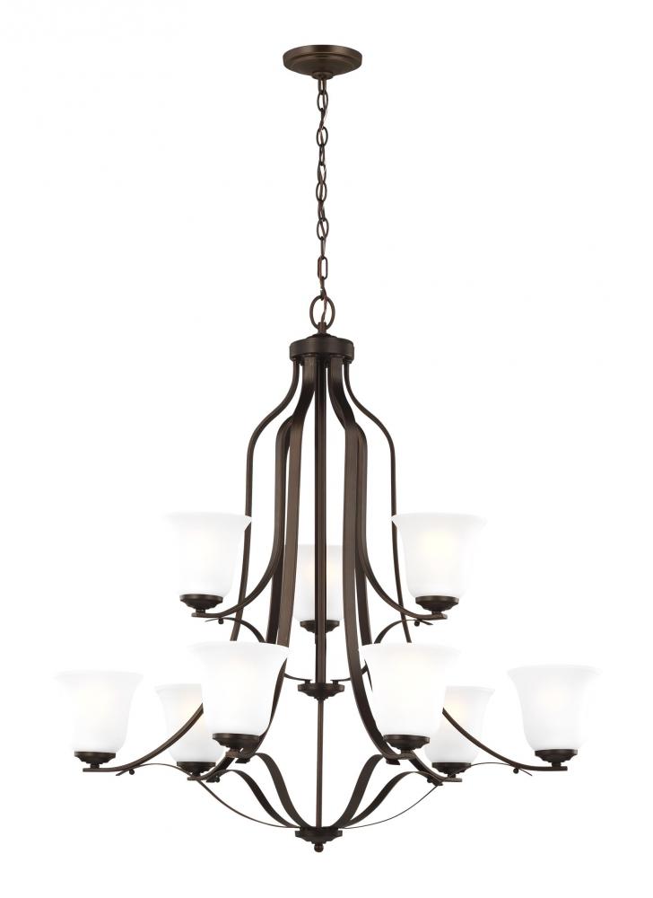 Emmons traditional 9-light LED indoor dimmable ceiling chandelier pendant light in bronze finish wit