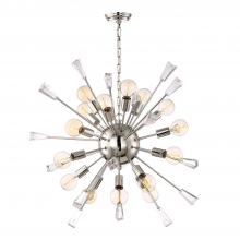 ZEEV Lighting CD10167-18-PN - 18-Light 36" Polished Nickel Rock Crystal Sputnik Chandelier