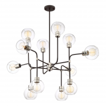 ZEEV Lighting CD10223-12-PN+MBK - 12-Light 43" Adjustable Polished Nickel Geometric Globe Chandelier