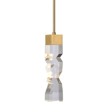 ZEEV Lighting MP11305-LED-3x3-AGB - LED 3CCT 1-Light 3"x3" Carved Crystal Aged Brass Mini-Pendant